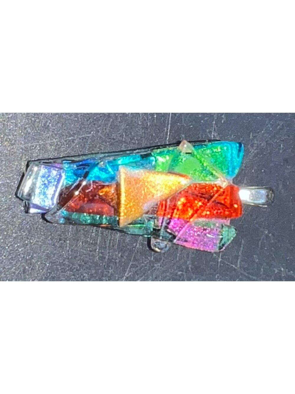 Handmade Multicolor Dichroic  Glass Pendant Geometric Design unique OOAK Vintage